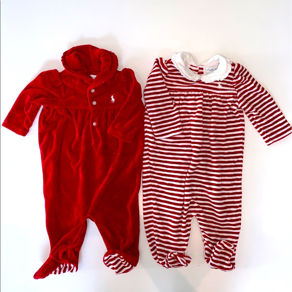Ralph Lauren Velour Coverall Set, size 3 months